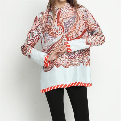 China Designer Quality Design Fashion Latest Anti-pilling Italian Silk Shirts Custom Silk Print Floral T-shirt for sale