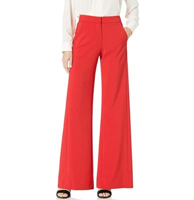 China OEM High Quality Custom Manufacturer Anti-Wrinkle Red Casual For Women Women Wide Leg Pants Trousers for sale