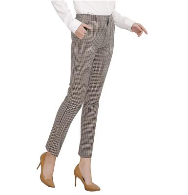 China High Quality Anti-wrinkle Formal Panties Korean Women Work Ankle Pants Loose Skinny Women's Plaid Pants for sale