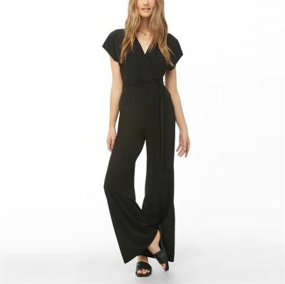 China Boutique QUICK DRY ODM OEM Customized Stylish Two Piece Overalls For Ladies Designer Black Jumpsuit Women for sale