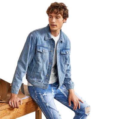 China Breathable Custom Made Casual Single Breasted Men's Stylish Denim Jacket Jeans Denim Jackets For Men for sale