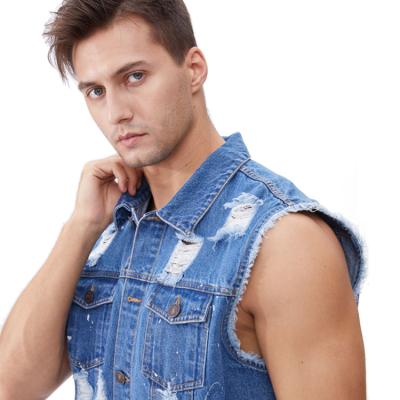 China Wholesale Washed Denim Waistcoat Mens Breathable Denim Vest Mens Sleeveless Vests for sale