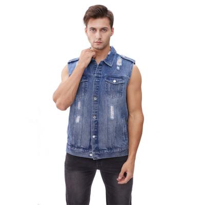 China Men Breathable Service Wholesale Custom Cotton Denim Casual Sleeveless Oversized Vest for sale