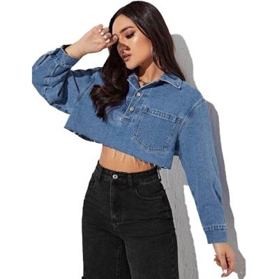 China Breathable Women Denim Jacket Spring Loungewear Long Sleeve Short Womens Denim Jackets for sale