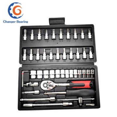 China 46pcs Auto Repair Tool in 1 1/4 Ratchet Spanner Wrench Socket Tool Kit Auto Car Repairing Hardware Tool Box for sale