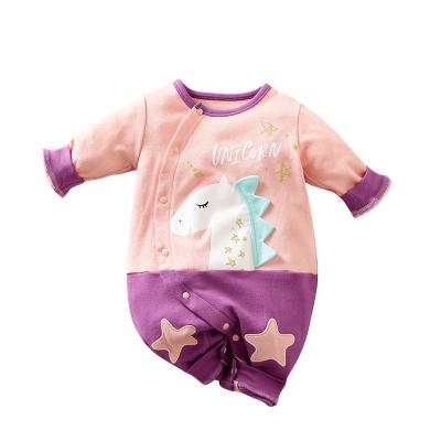 China 100% Cotton In Onesie Cute Newborn Unicorn Pajamas Cartoon Romper Long Sleeve Baby Running Clothes for sale