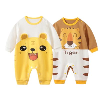 China Baby Boy 100% Cotton Baby Romper Clothes 100% Spring And Autumn Full Unisex Knitted Button Long Sleeve Cartoon Romper Cotton Animals for sale