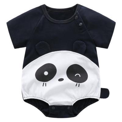 China 100% Cotton Organic Baby Unisex Warm Bodysuits Daily Wear Infant Cartoon Panda Short Sleeve Bodysuit for sale