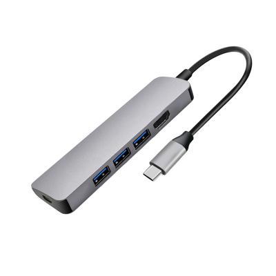 China 5 port usb c hub 5 in 1 type c to h dmi usb hub 3.0 powered usb hub with 4K H DMI 116*30 PD 3*USB3.0 ports, 5*11.2mm (line length: 150mm) for sale