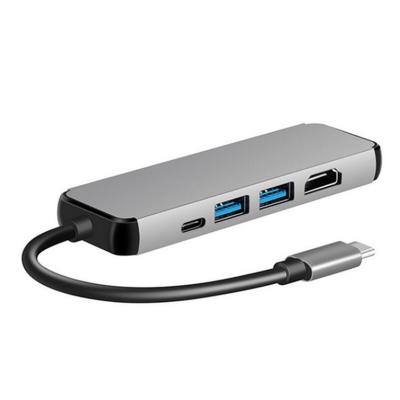 China 5 Port 5 In 1 Rj45 Hub Usb C To Usb 3.0 Usb C Hub Multiport Adapter With H DMI 116*30.5*11.2mm (Line Length: 150mm) for sale