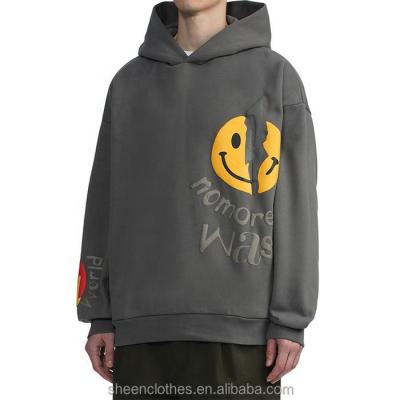 China New Design Custom Heavy Pullover Sweatshirts Anti-wrinkle Puff Print Anti-Wrinkle Logo 3D Puff Print Hoodie Oversized Hoodie No Drawstring for sale