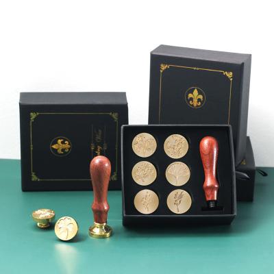 China Eco-friendly Set 6pcs Wax Seal Stamp Retro Antique Sealing Wax Scrapbooking Stamps Wedding Invitation Card KEY Decorative Tools for sale