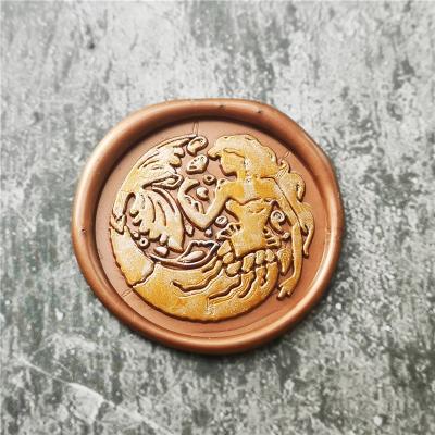 China Eco-friendly Original Mermaid Vintage Sealing Wax Stamp Wax Seal Stamp For Wedding Invitation Copper Seal Stamps Wood Key Handle for sale