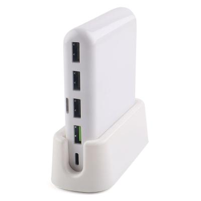 China 60W Output USB C Wall Charger 5 USB Charging Station Smart Left Desk Charger with One 30W Power Supply Port and One 18W QC 3.0 Port for sale