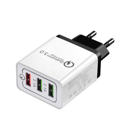 China LVSHUO 3 Ports Quick Charger QC 3.0 USB High Speed ​​Charger For EU/USA Fast Mobile Phone Charger QC3.0 Plug Mobile Phone Charging for sale