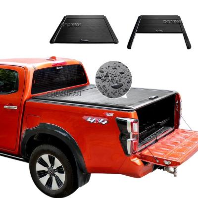 China Aluminum Triple Roll Flap Aluminum Pop Up Cover Take Up Bedspread Hilux Revo Tonneau Cover For Roll Cover Toyota Hilux for sale