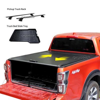 China Aluminum Triple Pickup Truck Cover Roll Cover Tonneau Retractable Cover For Isuzu Dmax 2008 Accessories for sale