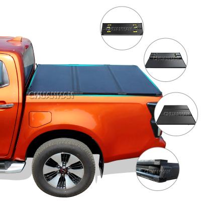 China Aluminum Triple Pick Up Folding Tri Bed Cover Aluminum Alloy Tonneau Cover For Ford Ranger Wildtrak for sale