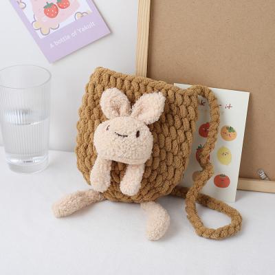 China Autumn Style Street Snap Snacks And Winter Bag Cartoon Woolen Shoulder Bag Cute Street Shooting Rabbit Knitting Cross - Body Bag for sale