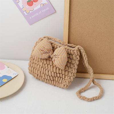 China Fashion knitting cute children's new shoulder bag autumn and winter wool multi-function single shoulder bag modeling street shooting girl bow cross - body bag for sale