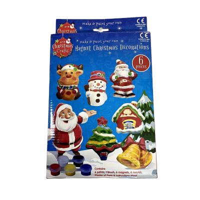 China Educational DIY Toy Set Mold and Paint Plaster Magnet Christmas Decorations Painting Kit Toys for sale