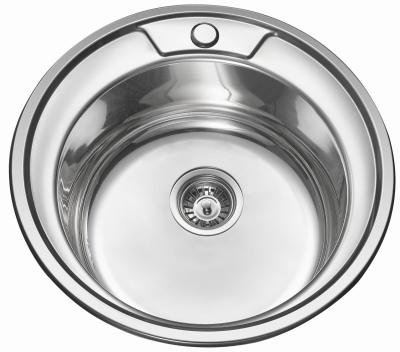 China Without Faucet 490 Round Bowl Stainless Steel Kitchen Sink for sale