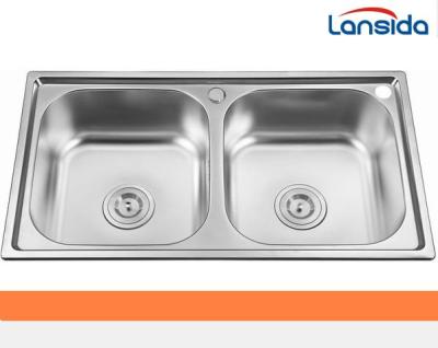 China Without Faucet Vietnam Style Two Bowls Stainless Steel Kitchen Sink for sale