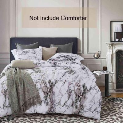 China Nondisposable Custom Queen Bedding Duvet Cover Set White and Black Marble Printed Luxury Microfiber Bedding Down Comforter Comforter Cover Set for sale