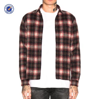 China Anti-pilling YL OEM fashion flannel plaid anti-pilling shirt for men with Front Pocket for sale