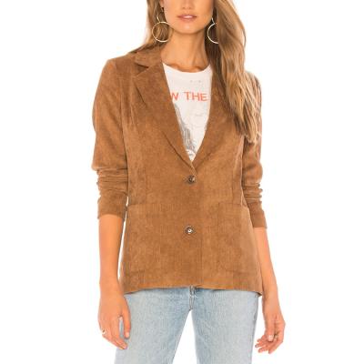 China Custom sexy caramel corduroy antibacterial blazer for women wholesale for sale