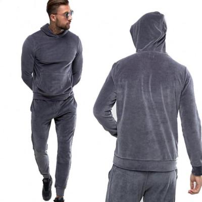 China Best Quality OEM Custom Men's Velor Tracksuit Hoodie Leisure Simple Sweatshirt Anti Shrink Anti Shrink for sale