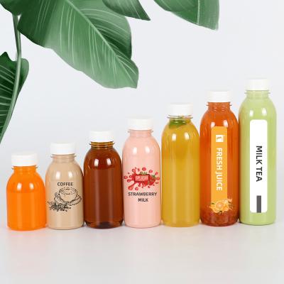 China Factory Supply 300ml Disposable Plastic Beverage Juice Drinks PET Transparent Round Mineral Water Bottles Disposable Plastic Beverage Bottle for sale