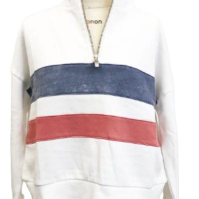 China Hot Sale Formal Girls Quality Drop Shoulder Long Sleeve Sweatshirt With Colorblocked Stripes for sale