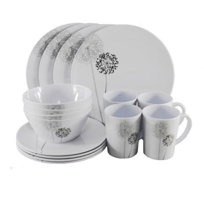 China Disposable Custom Design 16pcs Melamine Dinnerware Set Dinnerware For 4 People for sale