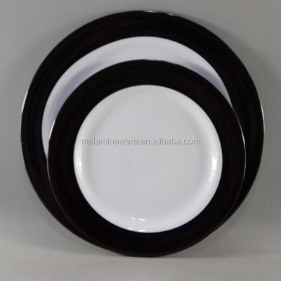 China Disposable Restaurant Simplicity Dishes Black And White Dishes To Wedding Melamine Dishes Plates for sale