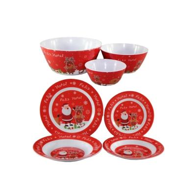 China Disposable Cheap Christmas Melamine Dish And Bowl Dinnerware Set For South America for sale