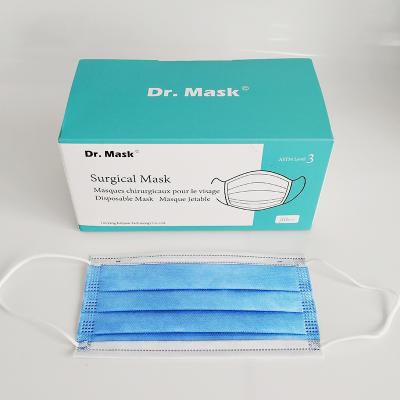 China Adult Medical Device Listing Dr. Mask White Medical Mask Earloop Surgical Mask ASTM 3 for sale