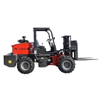 China Hot Sale 4WD Forklift 4x4 3.5ton Rough Terrain Forklift BO Jun CPCDY40S All Terrain Building Material Stores Rough Terrain Forklift for sale