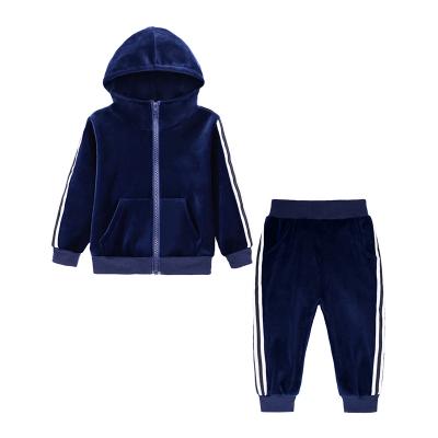 China Wholesale Casual Kids Sweat Suits Toddler Boys Zipper Hooded Kids Tracksuit Gold Velvet Fabric Tracksuit Suits Boys Tracksuit for sale