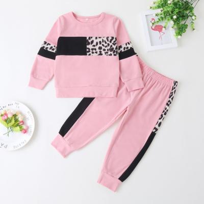 China Wholesale casual girls tracksuit set kids patchwork tops+casual pants 2pc sweart suits kids girls clothing sets for sale