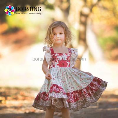 China Breathable Babies Spring Clothes Colorful Flower Ruffle Sleeve Cotton Girls Dress Dresses Kids Dress Designs for sale