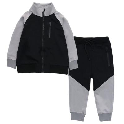 China Custom Casual Kids Jogger Suits New Design Kid Zipper Boys Long Sleeve Sweatsuit Patchwork Tracksuit Boys Kids Clothing Sets for sale