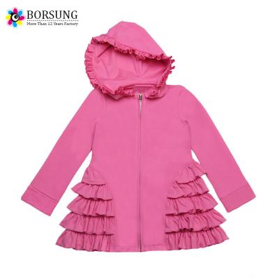 China Latest Focks Design Pink Princess Ruffle Cotton Hooded Girls Anti-Shrink Jackets for sale