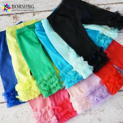 China Anti-pilling Toddler Baby Ruffles Triple Ruffle Pants Kids Girls Cotton Lace Lcings Legging for sale