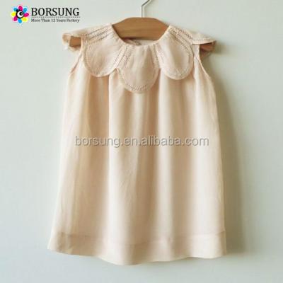 China Anti-wrinkle latest fashion blouse design baby summer shirt girls pink made doll neck 100% cotton smocked blouse for sale