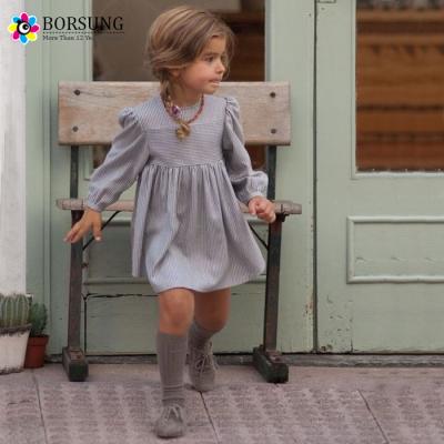 China Breathable Old European Style Long Sleeve Strips Spring Boutique Fashion Kids Girls Cotton Dress Dresses for sale