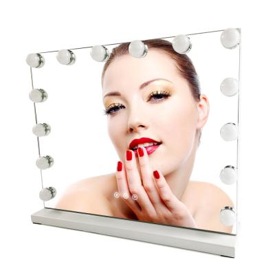 China Large Hollywood Style Lighted Standing Led Cosmetic Vanity Large Light Bulbs Hollywood Makeup Mirror for sale