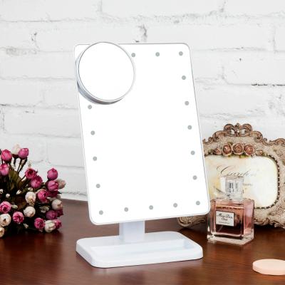 China Travel Lighted Sensor Lighted Desk Square Led Make Up Mirror With Led for sale