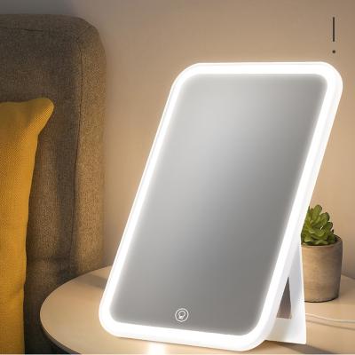 China Travel Lighted Type C Folding Tablet Mirror Travel Lighted Desk Led Portable Makeup Mirror for sale