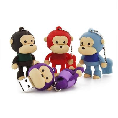 China Promotional Custom Custom Flash Drive Usb Monkey Form 16GB USB 2.0 Flash Drive With Key Chain Cute Animal Pen Drive Thumb Drive Memory Stick for sale